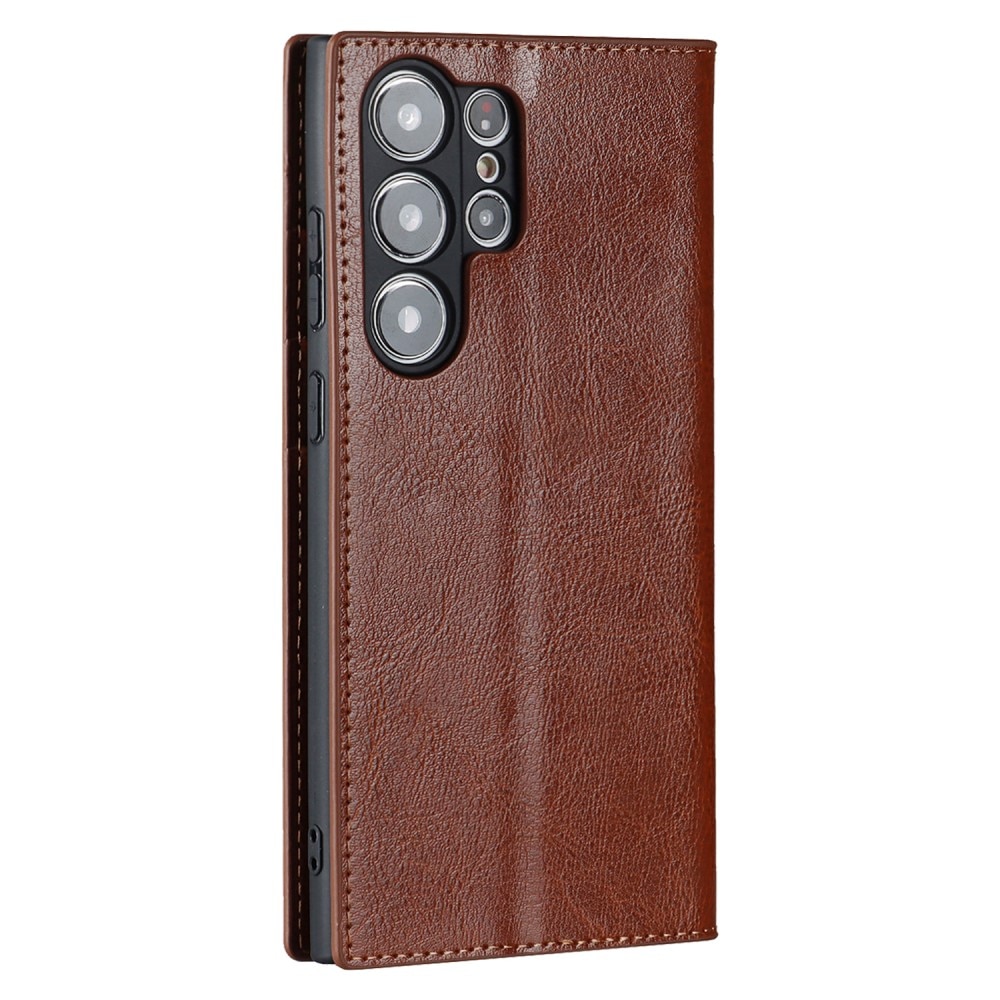 Samsung Galaxy S23 Ultra Genuine Leather Wallet Case Brown