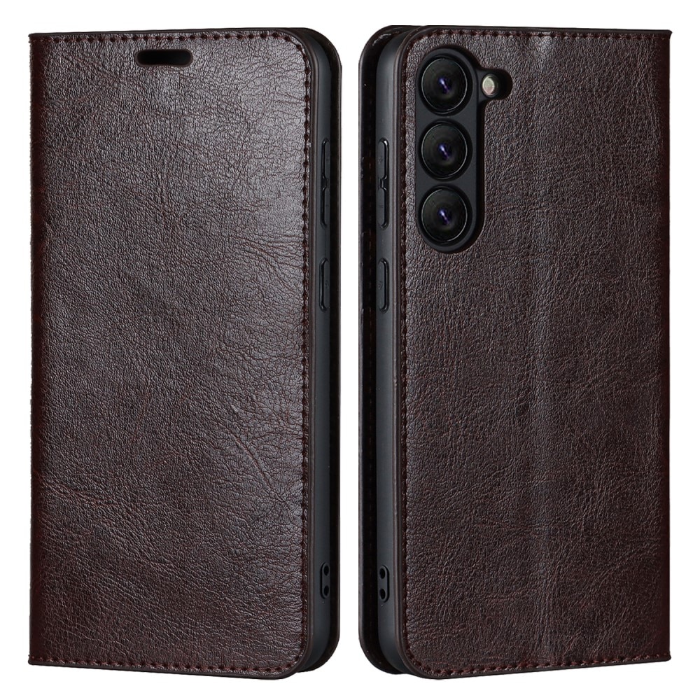 Samsung Galaxy A25 Genuine Leather Wallet Case Dark Brown