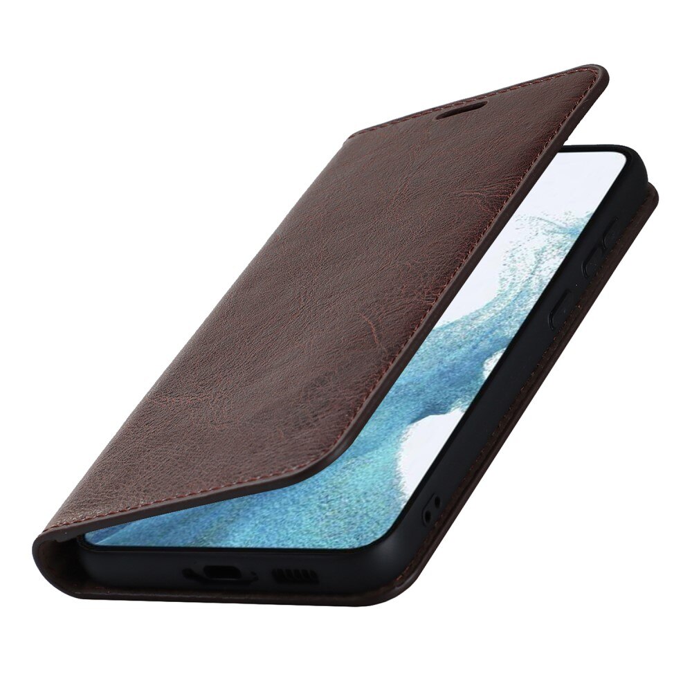 Samsung Galaxy S23 Genuine Leather Wallet Case Dark Brown