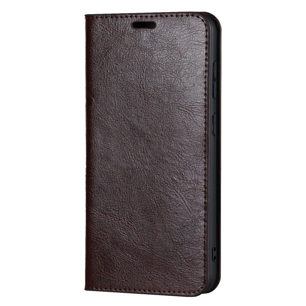 Samsung Galaxy S23 Genuine Leather Wallet Case Dark Brown