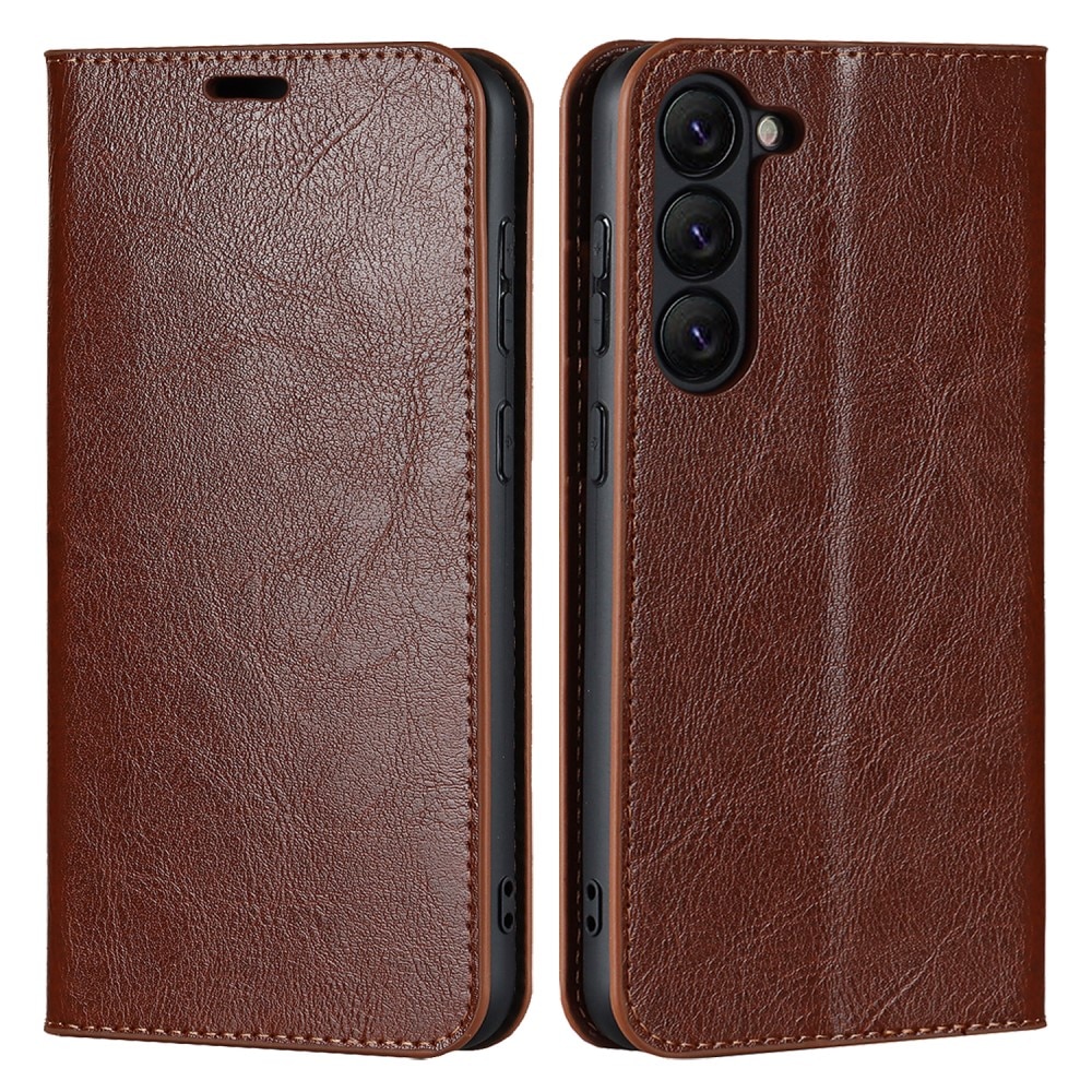 Samsung Galaxy S23 Genuine Leather Wallet Case Brown