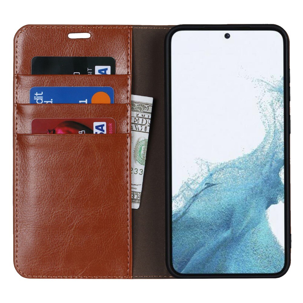 Samsung Galaxy S23 Genuine Leather Wallet Case Brown