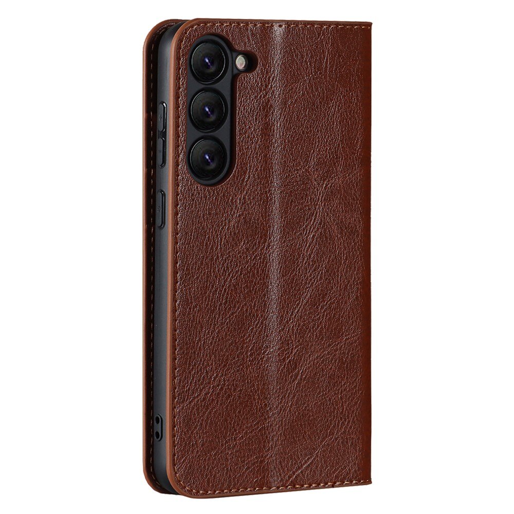 Samsung Galaxy S23 Genuine Leather Wallet Case Brown