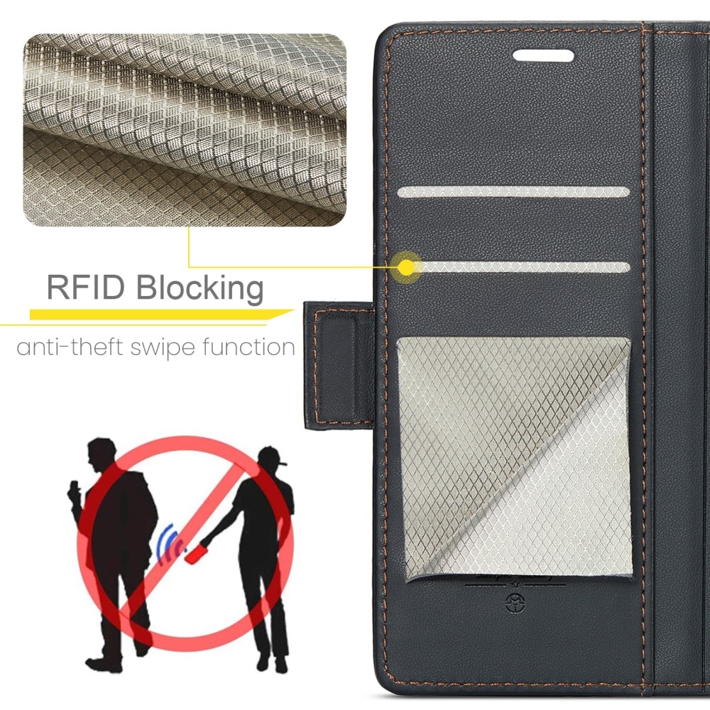 Google Pixel 8a RFID blocking Slim Wallet Case Black
