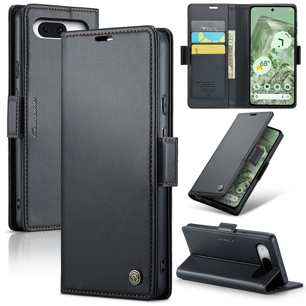 Google Pixel 8a RFID blocking Slim Wallet Case Black