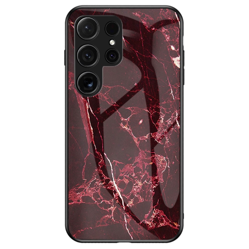 Samsung Galaxy S24 Ultra Tempered Glass Case Red Marble