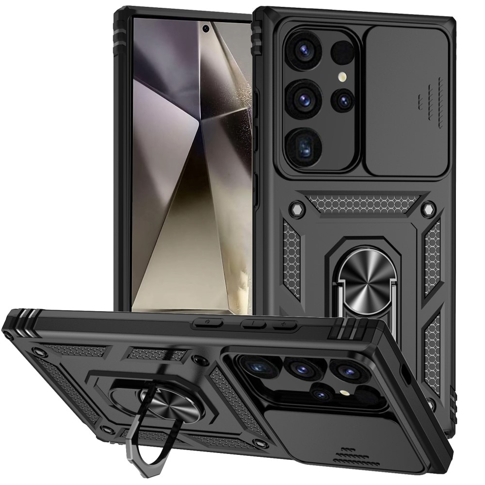 Samsung Galaxy S24 Ultra Hybrid Case Tech Ring w. Camera Protector black
