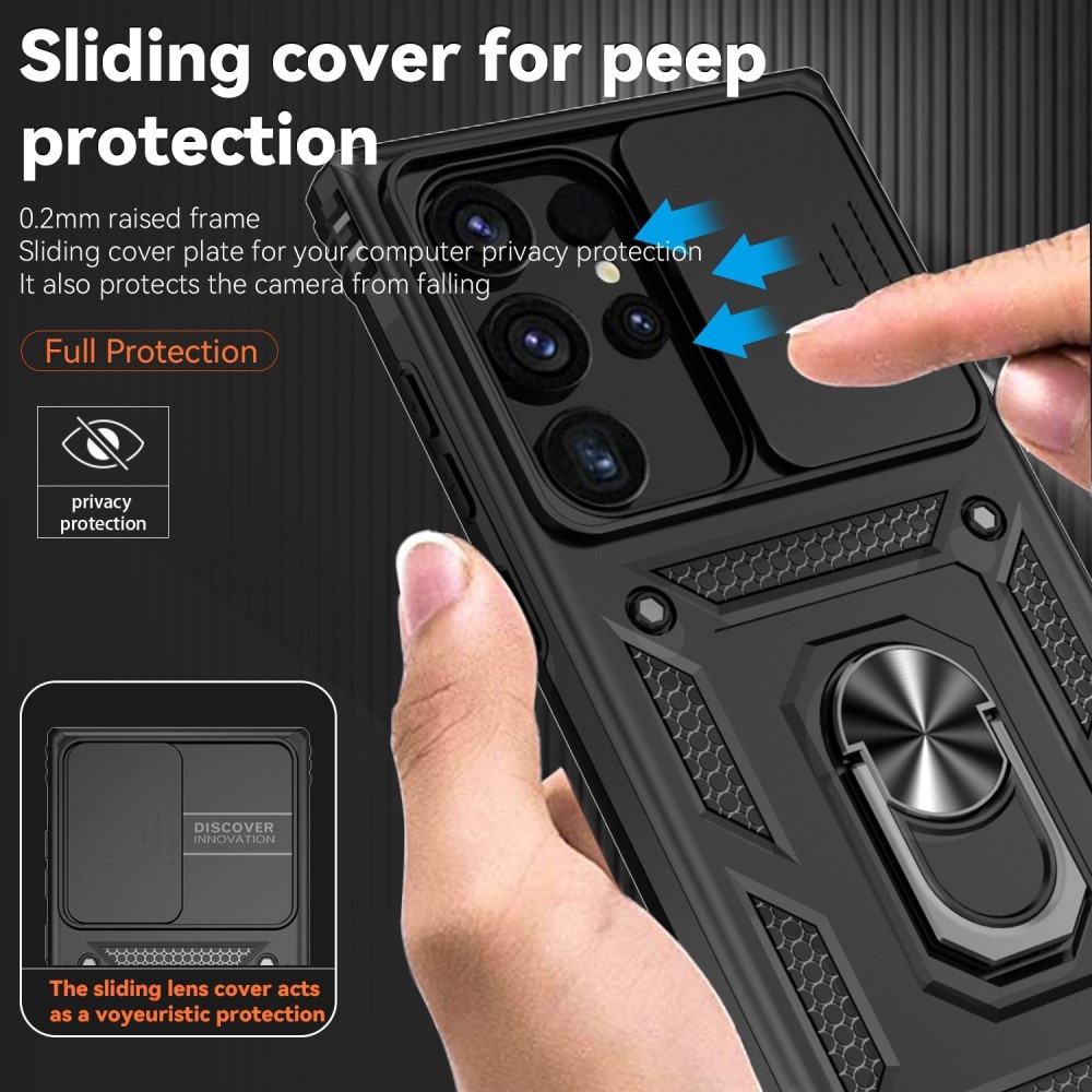 Samsung Galaxy S24 Ultra Hybrid Case Tech Ring w. Camera Protector black