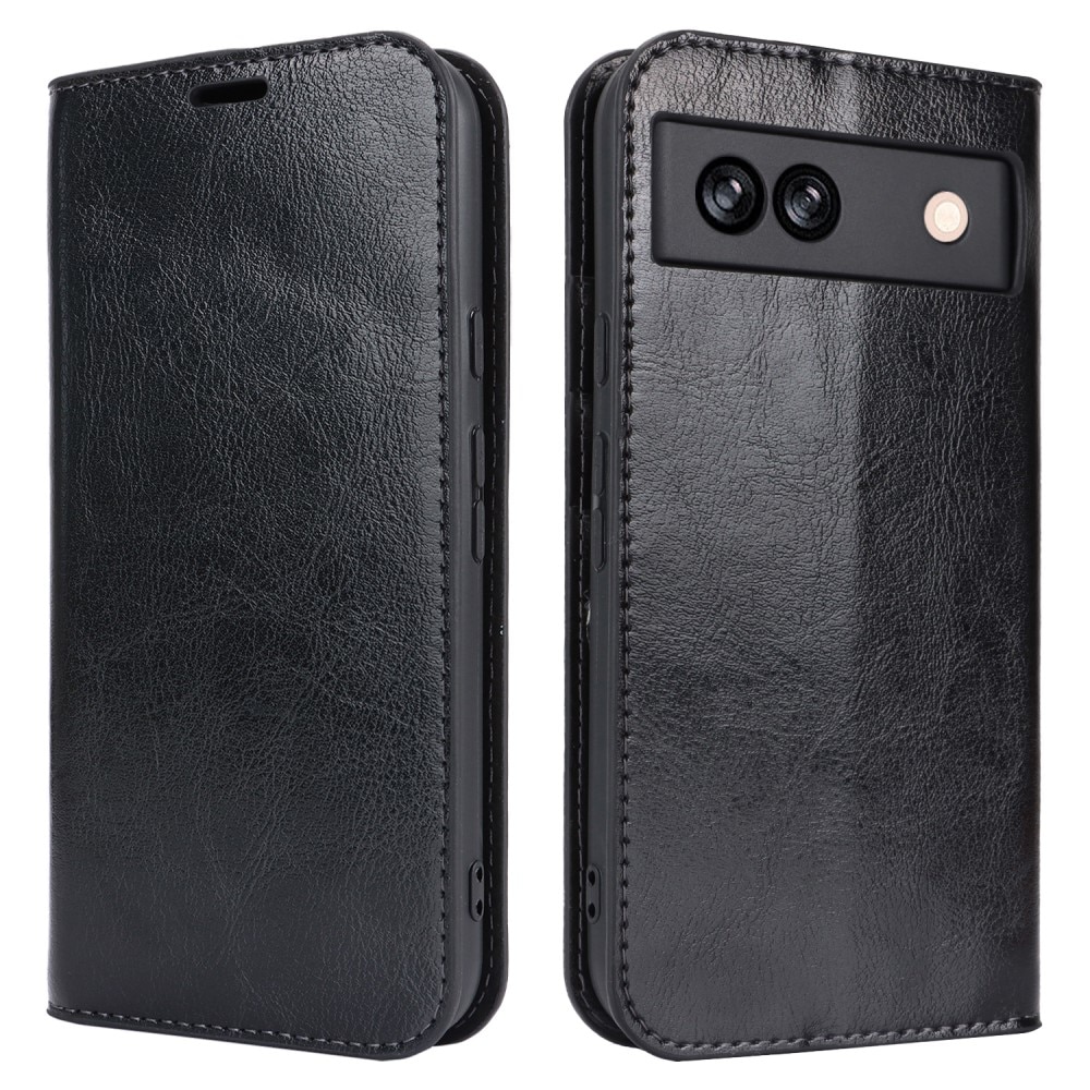 Google Pixel 8a Genuine Leather Wallet Case Black