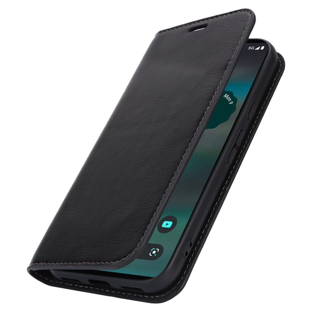 Google Pixel 8a Genuine Leather Wallet Case Black