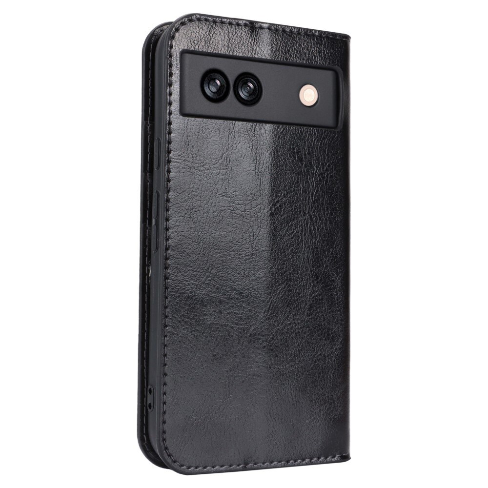 Google Pixel 8a Genuine Leather Wallet Case Black