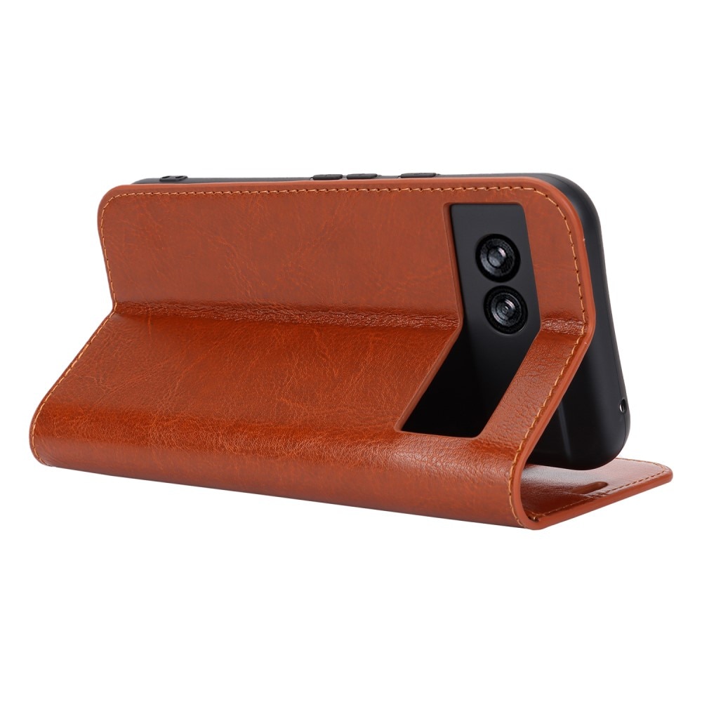 Google Pixel 8a Genuine Leather Wallet Case Brown