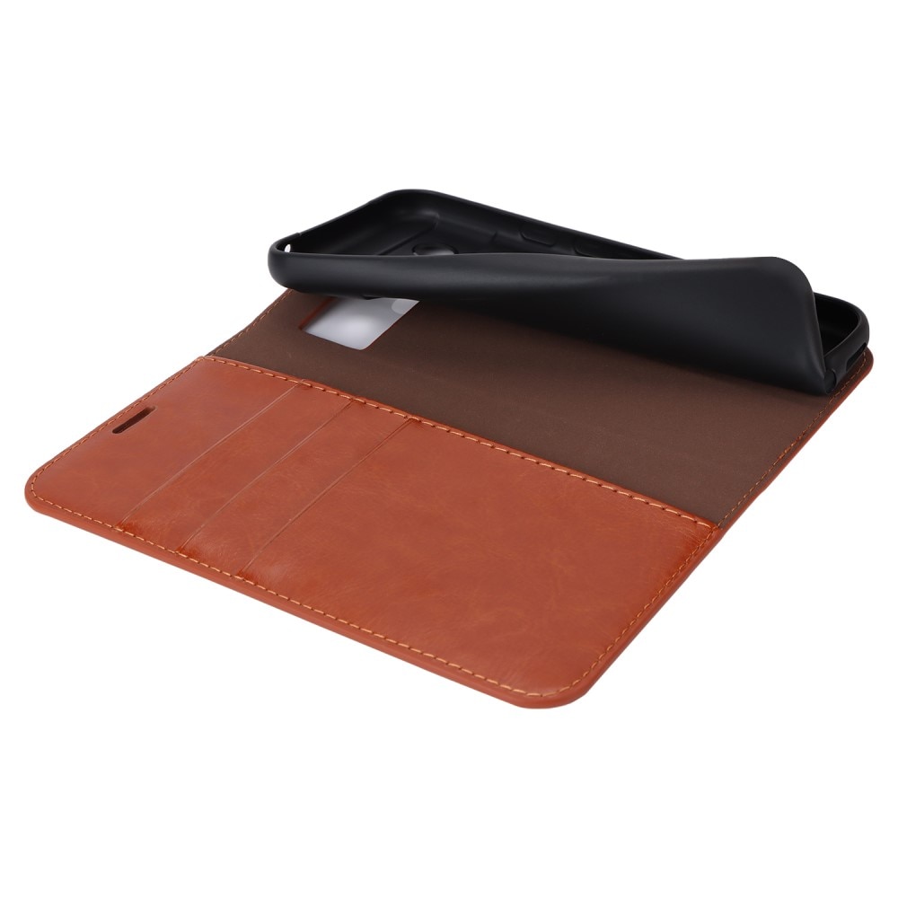 Google Pixel 8a Genuine Leather Wallet Case Brown