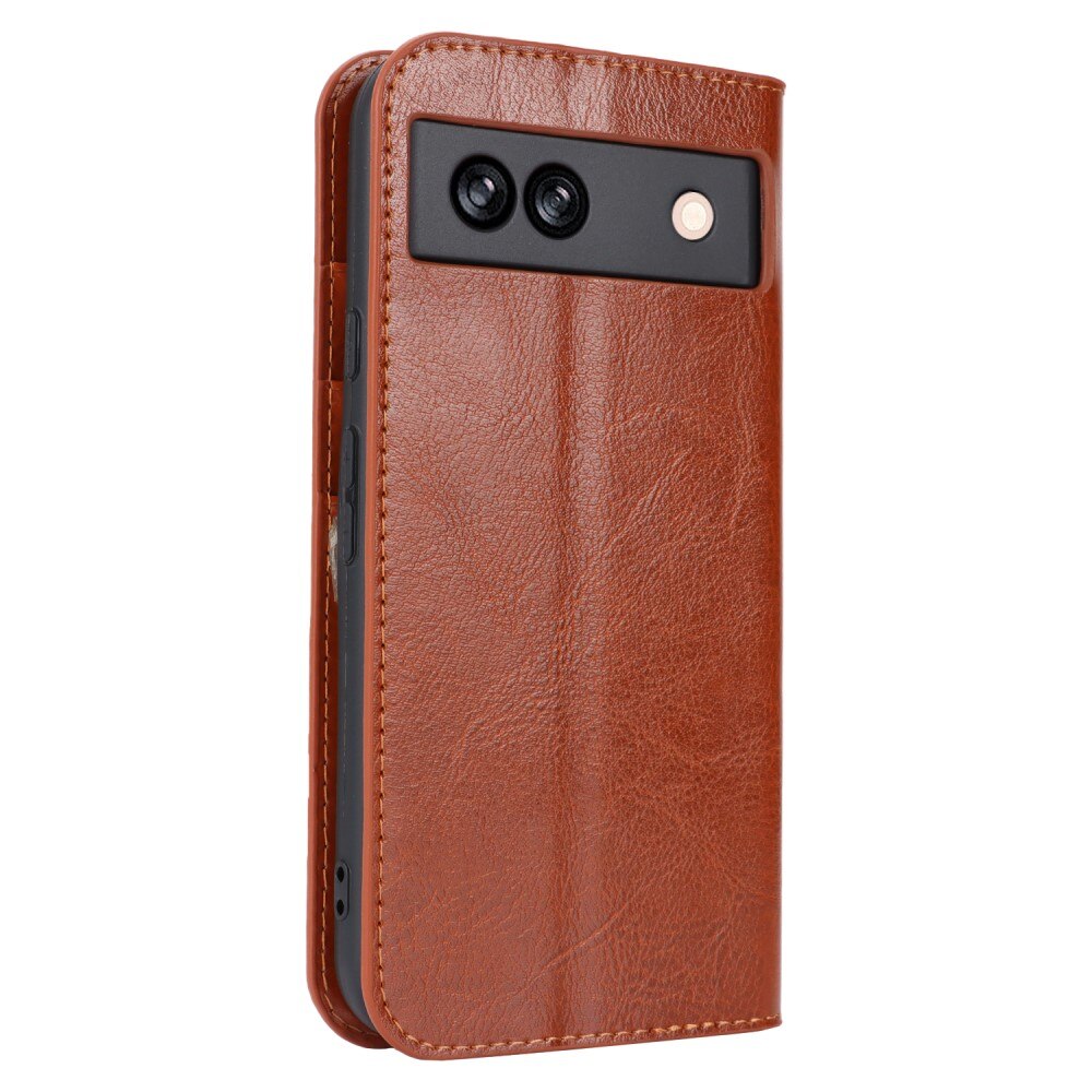 Google Pixel 8a Genuine Leather Wallet Case Brown