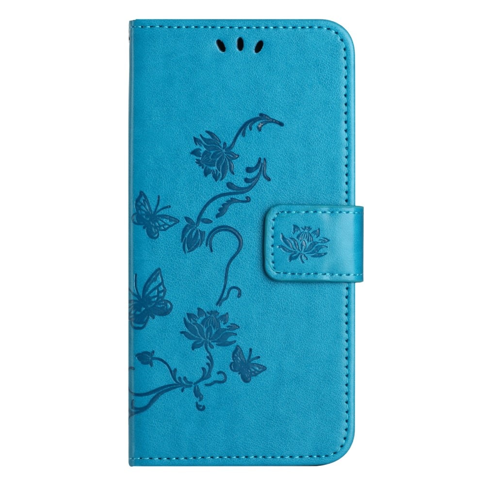 Xiaomi Redmi Note 13 4G Leather Cover Imprinted Butterflies Blue