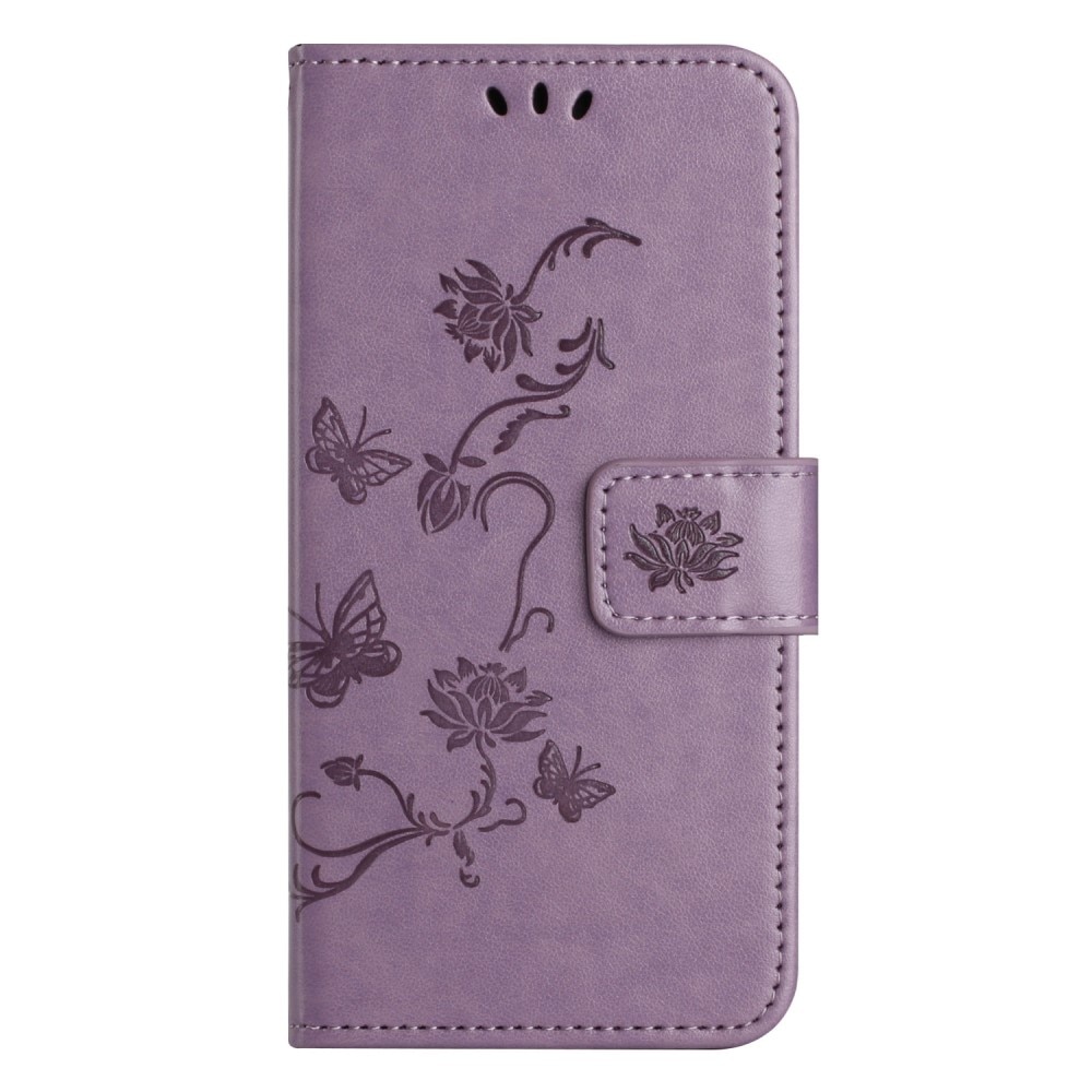 Xiaomi Redmi Note 13 4G Leather Cover Imprinted Butterflies Purple