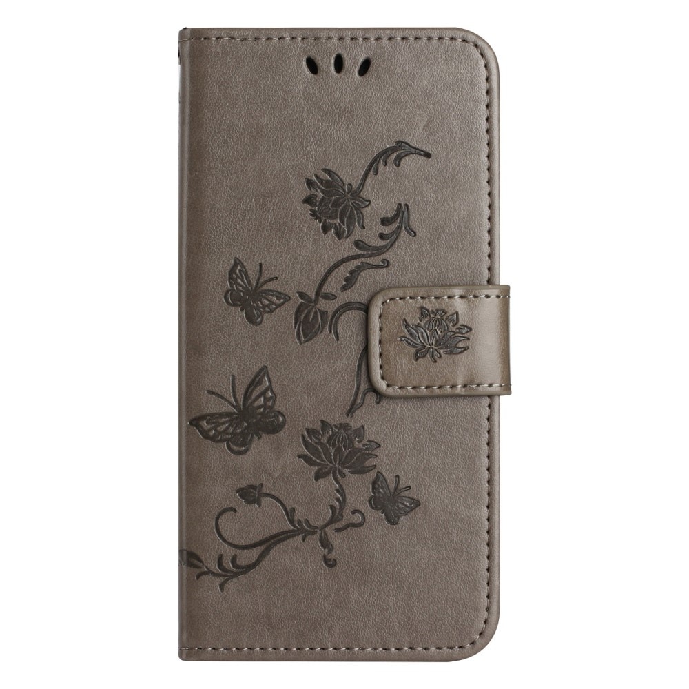 Xiaomi Redmi Note 13 4G Leather Cover Imprinted Butterflies Grey