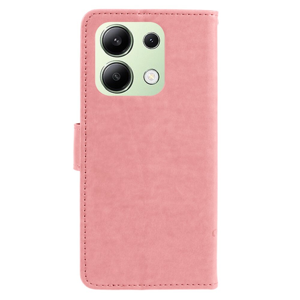 Xiaomi Redmi Note 13 4G Leather Cover Imprinted Butterflies Pink