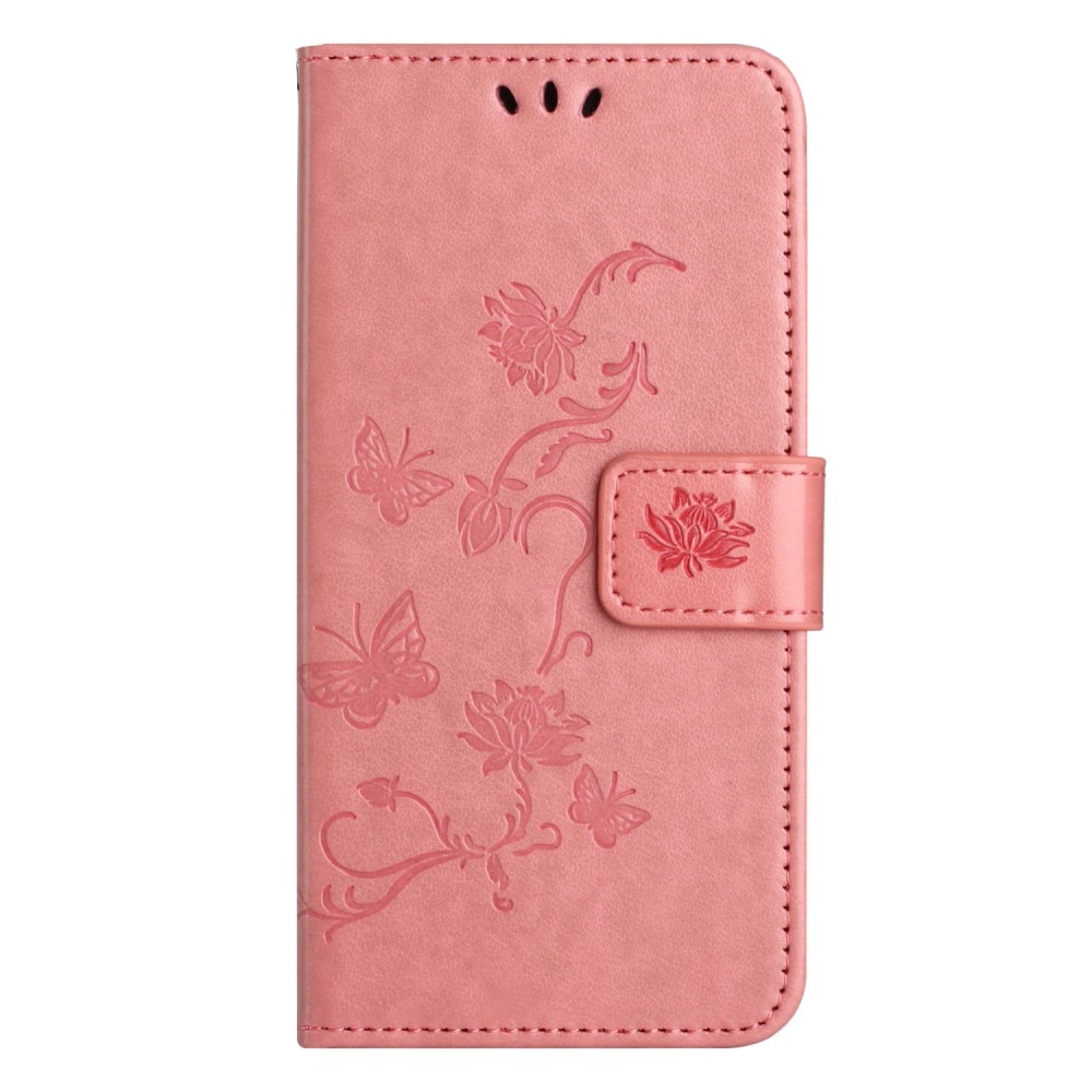 Xiaomi Redmi Note 13 4G Leather Cover Imprinted Butterflies Pink