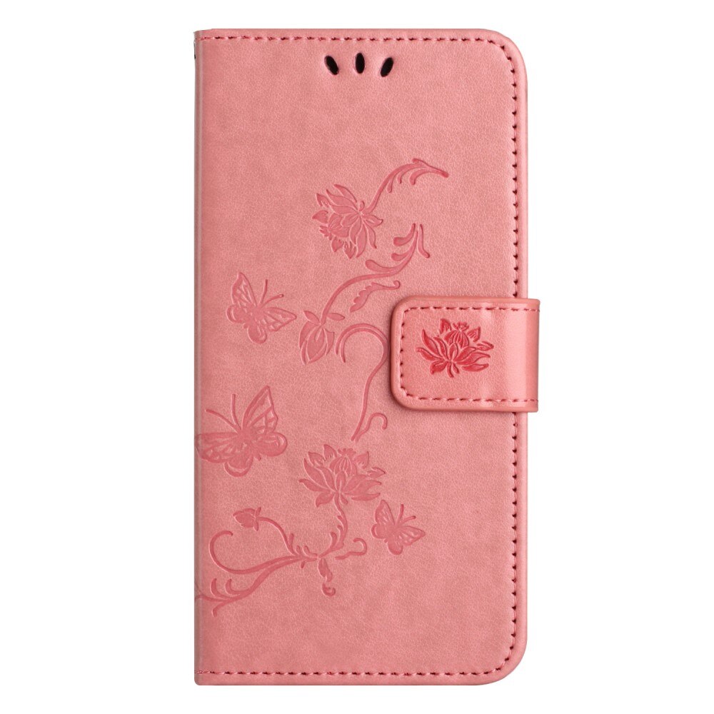 Xiaomi Redmi Note 13 4G Leather Cover Imprinted Butterflies Pink