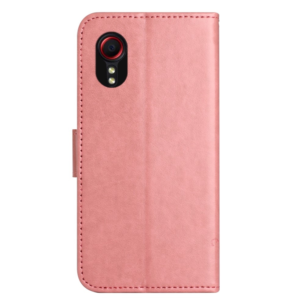 Samsung Galaxy Xcover 7 Leather Cover Imprinted Butterflies Pink