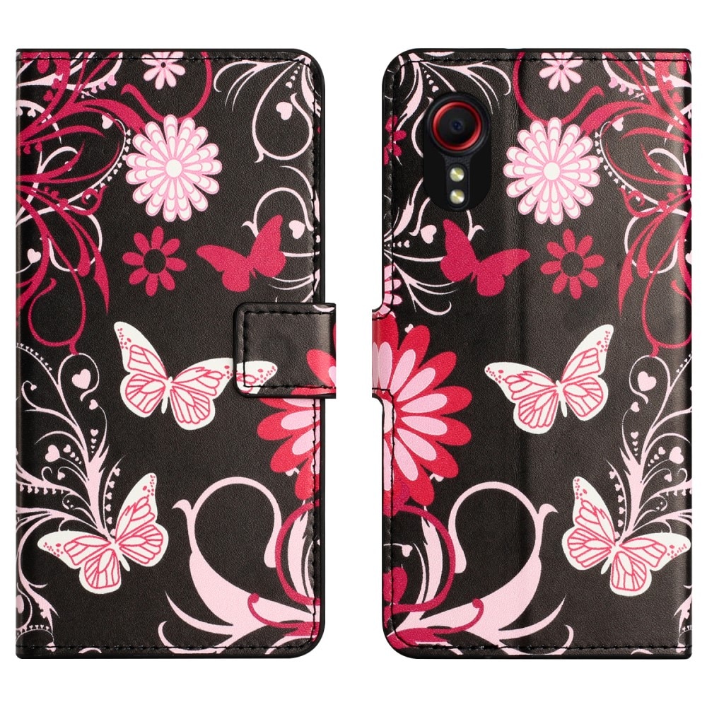Samsung Galaxy Xcover 7 Wallet Case Black Butterfly