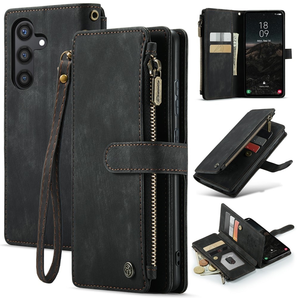 Samsung Galaxy S24 Zipper Wallet Book Cover Black