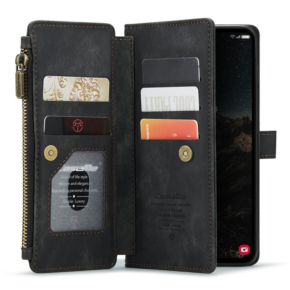 Samsung Galaxy S24 Zipper Wallet Book Cover Black