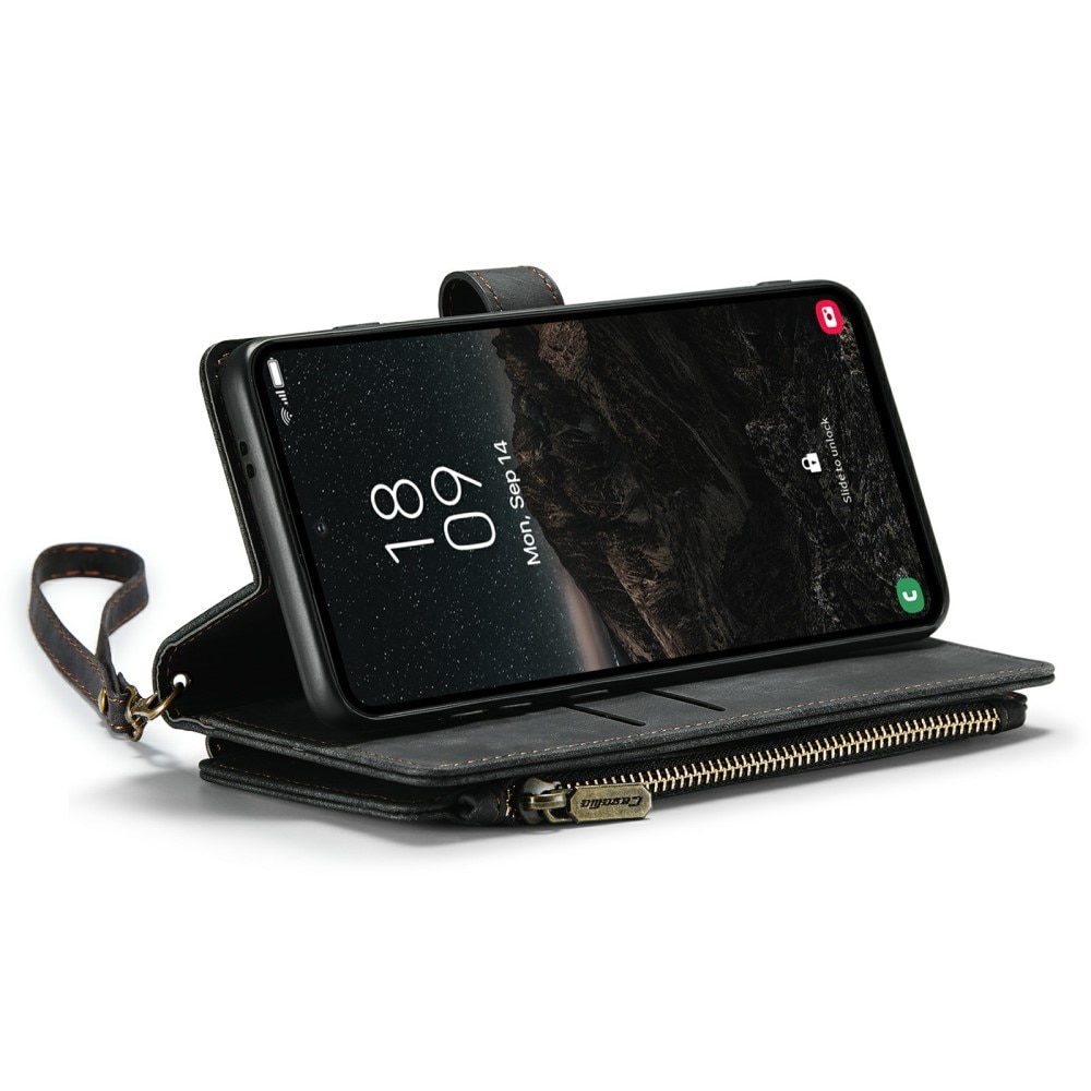 Samsung Galaxy S24 Zipper Wallet Book Cover Black