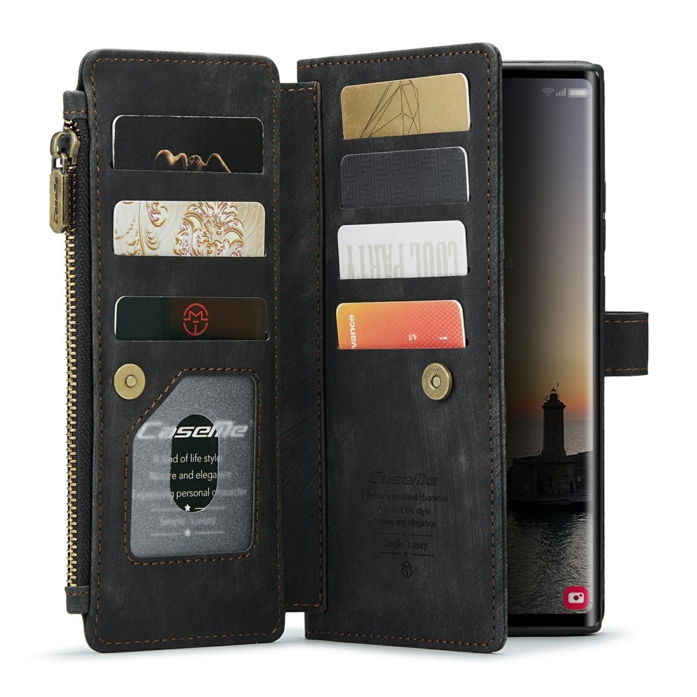 Samsung Galaxy S24 Ultra Zipper Wallet Book Cover Black