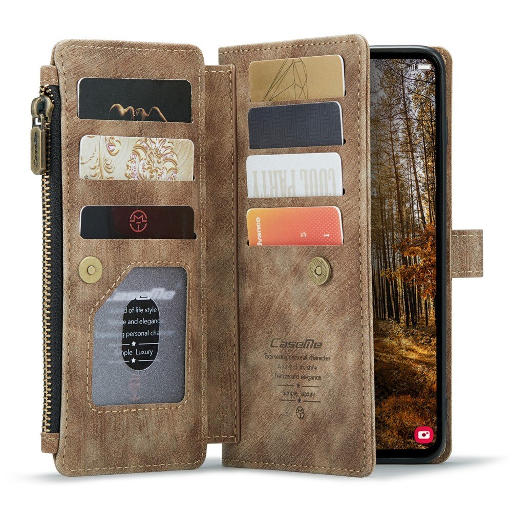 Samsung Galaxy S24 Plus Zipper Wallet Book Cover Brown