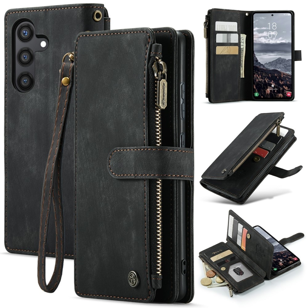 Samsung Galaxy S24 Plus Zipper Wallet Book Cover Black