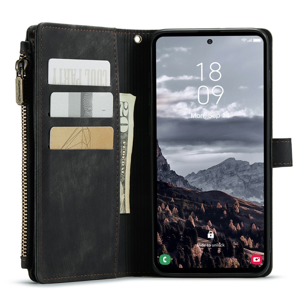 Samsung Galaxy S24 Plus Zipper Wallet Book Cover Black