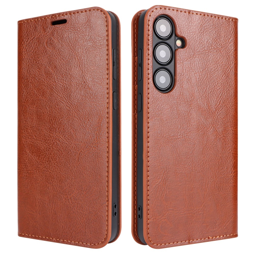 Samsung Galaxy S24 Plus Genuine Leather Wallet Case Brown