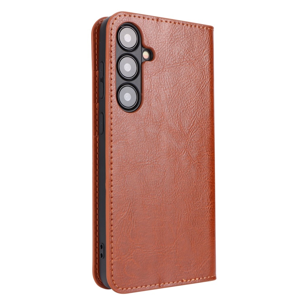 Samsung Galaxy S24 Plus Genuine Leather Wallet Case Brown