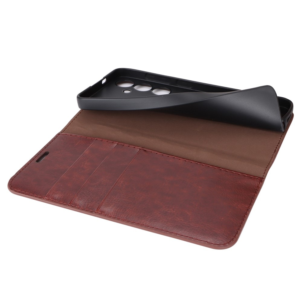 Samsung Galaxy S24 Plus Genuine Leather Wallet Case Dark Brown