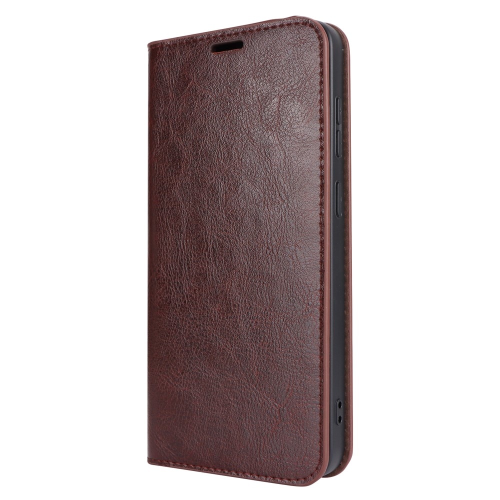 Samsung Galaxy S24 Plus Genuine Leather Wallet Case Dark Brown