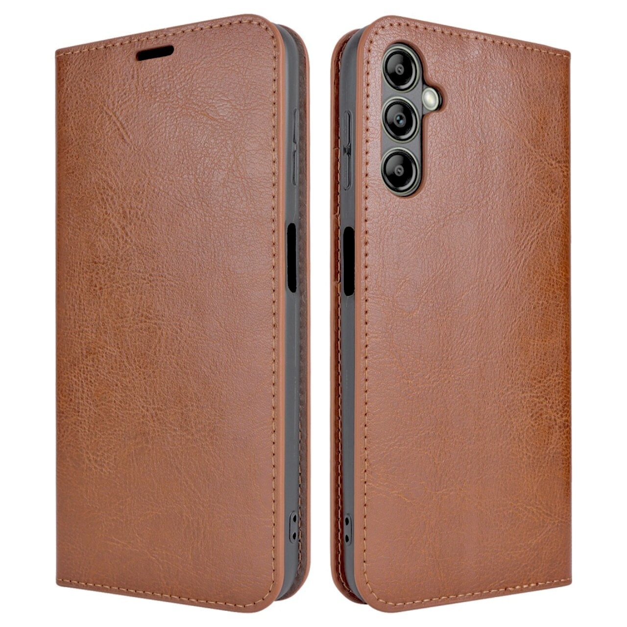 Samsung Galaxy A14 Genuine Leather Wallet Case Brown