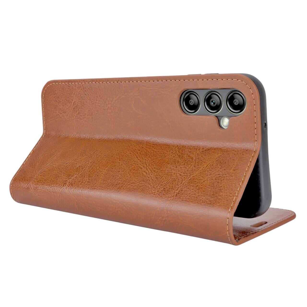 Samsung Galaxy A14 Genuine Leather Wallet Case Brown