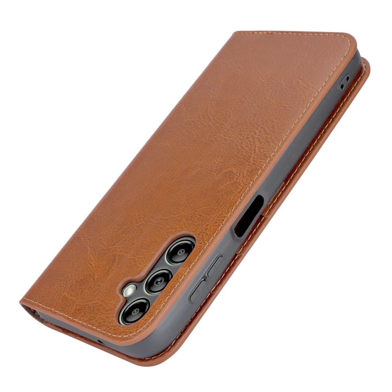 Samsung Galaxy A14 Genuine Leather Wallet Case Brown