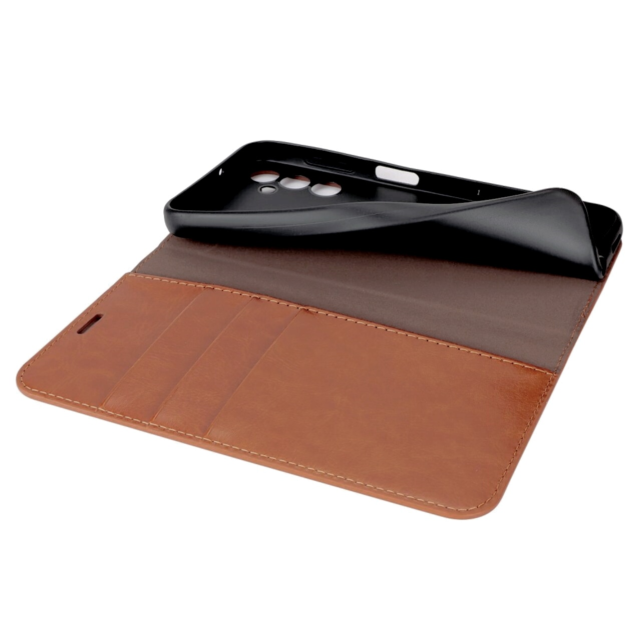 Samsung Galaxy A14 Genuine Leather Wallet Case Brown