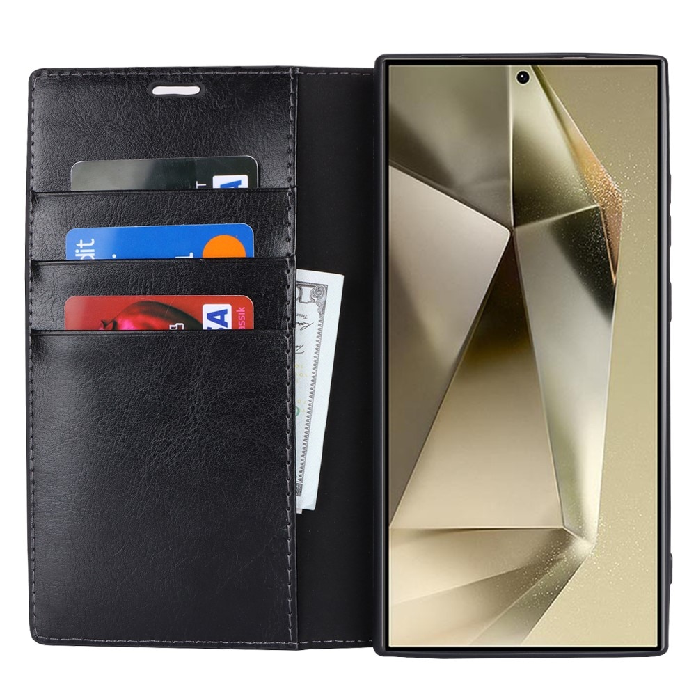 Samsung Galaxy S24 Ultra Genuine Leather Wallet Case Black