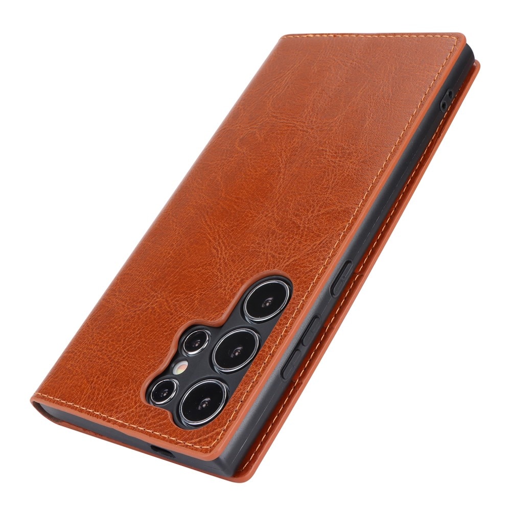 Samsung Galaxy S24 Ultra Genuine Leather Wallet Case Brown