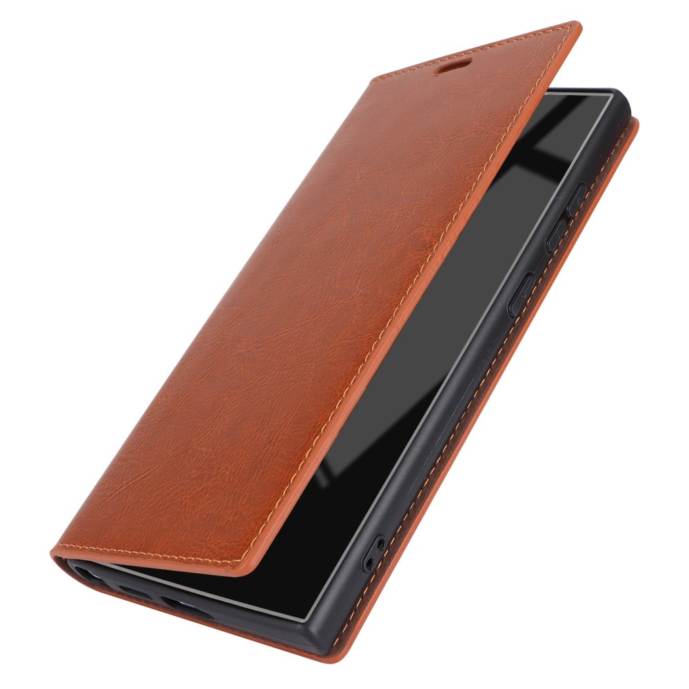 Samsung Galaxy S24 Ultra Genuine Leather Wallet Case Brown