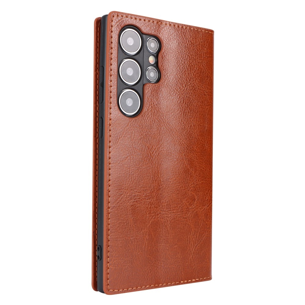 Samsung Galaxy S24 Ultra Genuine Leather Wallet Case Brown