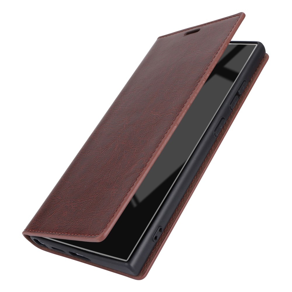 Samsung Galaxy S24 Ultra Genuine Leather Wallet Case Dark Brown