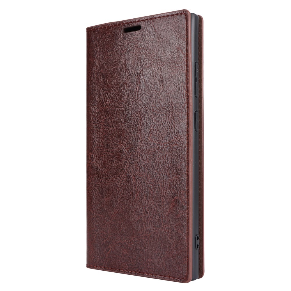 Samsung Galaxy S24 Ultra Genuine Leather Wallet Case Dark Brown