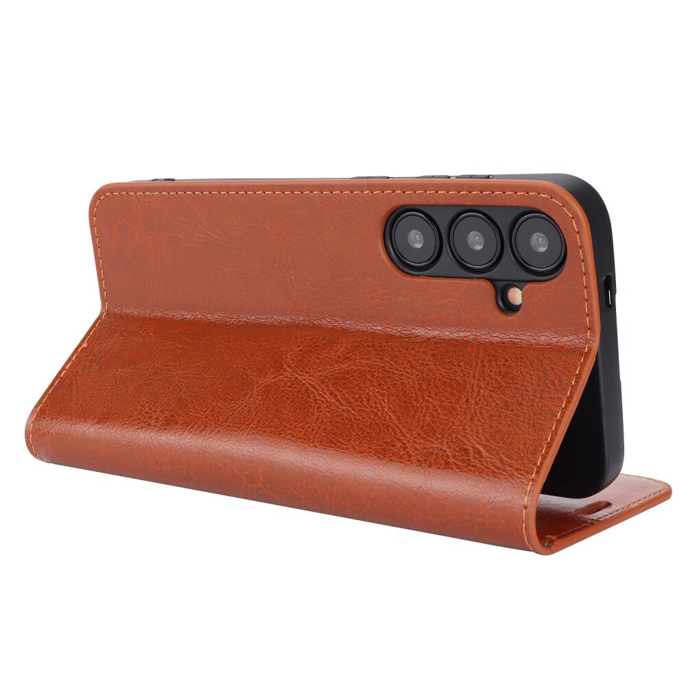 Samsung Galaxy S24 Genuine Leather Wallet Case Brown