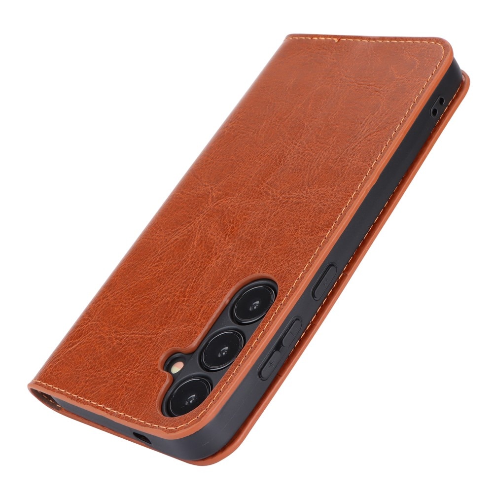 Samsung Galaxy S24 Genuine Leather Wallet Case Brown