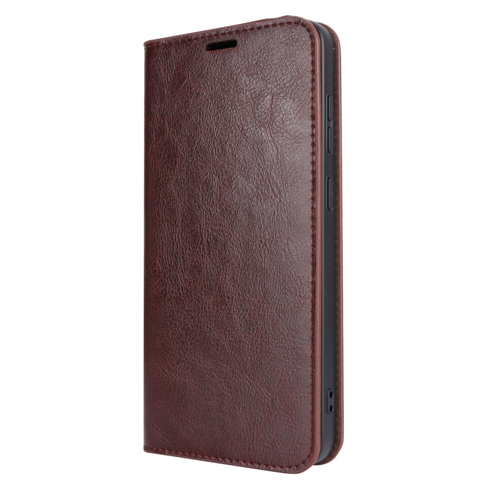 Samsung Galaxy S24 Genuine Leather Wallet Case Dark Brown